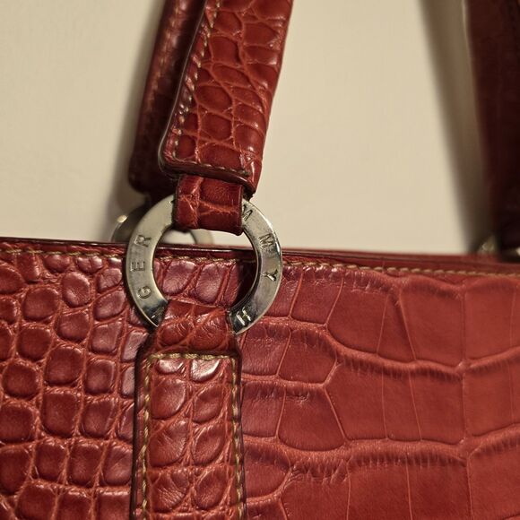 Y2K Tommy Hilfiger Faux Crocodile Skin Embossed Mini Hand Bag Red Shoulder Purse - Picture 3 of 13
